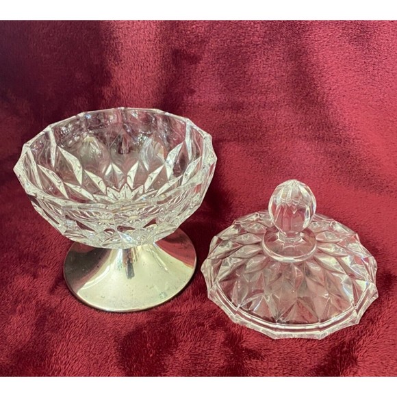 Vintage Wallace 9123 Silver Plate and Crystal Lidded Pedestal Candy Dish USA - Picture 12 of 16